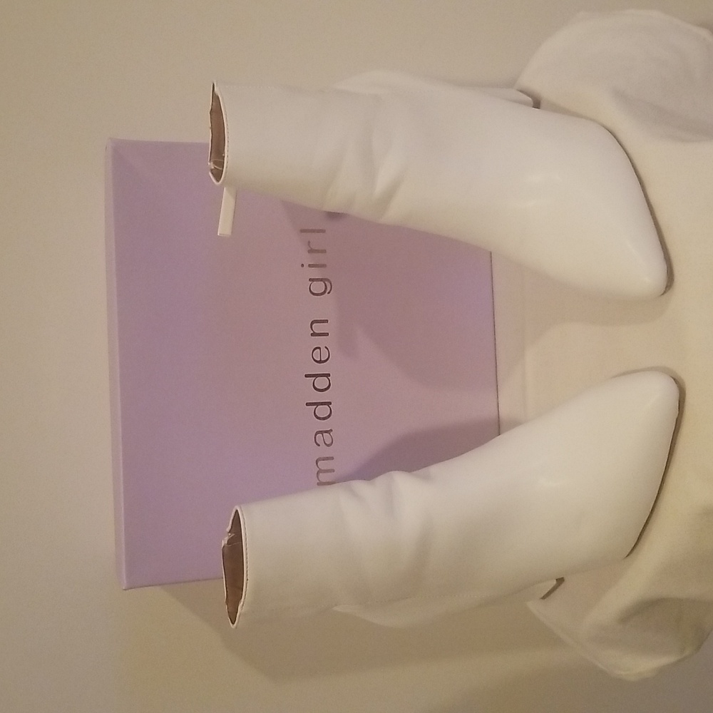 Madden Girl White Faux Leather Pointy-Toe Booties